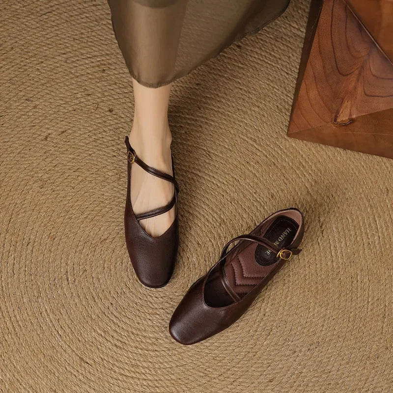 Camille | ballerine in pelle con cinturino alla caviglia